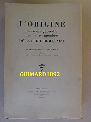 Seller image for Les Origines du vicaire gnral for sale by Librairie Michel Giraud