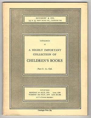 Catalogue of a highly important collection of Children's Books, Part I - VI