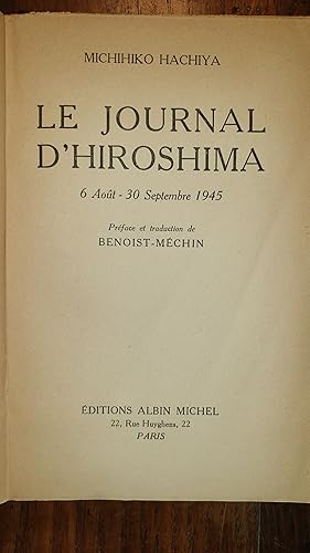 Imagen del vendedor de Journal d'Hiroshima 6 aot - 30 septembre 1945 a la venta por AHA BOOKS