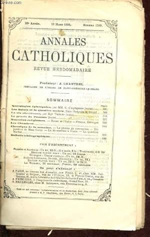 Image du vendeur pour Annales catholiques - 22e anne - 18 mars 1893 - n1109 : Les Saints et la question sociale, la vie chrtienne mis en vente par Le-Livre