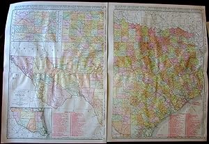 Texas state by itself two sheet folio map 1913 huge detailed Rand McNally