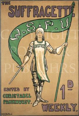 Woman Warrior. Advert for the Suffragette, Edited by Christabel Pankhurst: WSPU. 1d Weekly