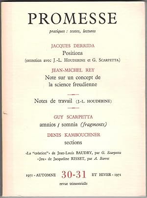 Revue Promesse pratiques : textes, lectures n° 30 - 31 automne-hiver 1971.