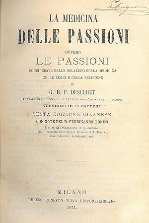 Seller image for La Medicina delle Passioni ovvero Le Passioni for sale by Miliardi di Parole
