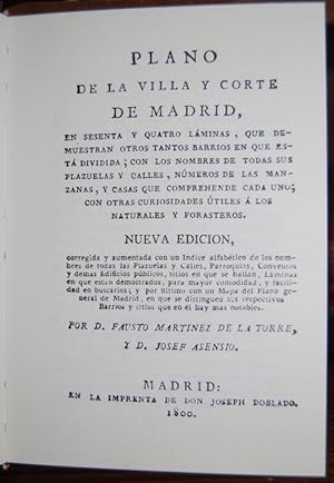 Bild des Verkufers fr PLANO DE LA VILLA Y CORTE DE MADRID, en senta y quatro lminas zum Verkauf von Fbula Libros (Librera Jimnez-Bravo)