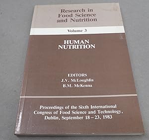 Immagine del venditore per Research in Food Science and Nutrition, Volume 3. Human nutrition venduto da Baggins Book Bazaar Ltd
