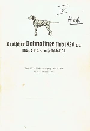Zuchtbuch Band XIV-XVII. Jahrgang 1960-1963 (Nr. 3123 mit 3799). Bearbeitet durch den Zuchtbuchfü...