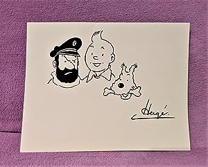 Image du vendeur pour DIBUJO ORIGINAL DE TINTIN, CAPITAN HADDOCK, MILU 28X22 CM mis en vente par Libreria Anticuaria Marc & Antiques