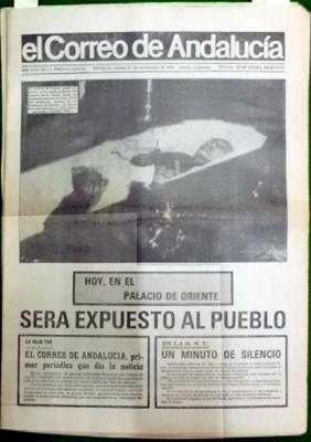 EL CORREO DE ANDALUCIA. SEVILLA, 21 NOVIEMBRE 1975. SERA EXPUESTO AL PUEBLO.