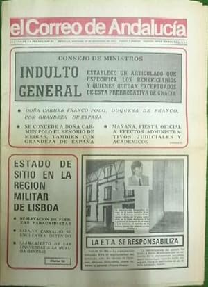 EL CORREO DE ANDALUCIA. SEVILLA, 26 NOVIEMBRE 1975. INDULTO GENERAL.