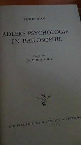 Adlers psychologie en philosophie.