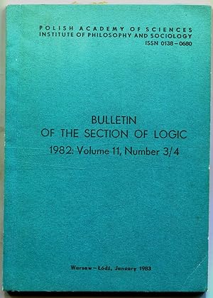 Bild des Verkufers fr Bulletin of the Section of Logic, 1982: Volume 11, Number 3/4 zum Verkauf von Antikvariat Valentinska