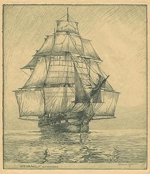 "Stunsails", Old Ironsides. Etching