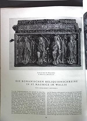 Bild des Verkufers fr Die romanischen Reliquienschreine in St. Maurice im Wallis; Aus: Pantheon, Monatsschrift fr Freunde und Sammler der Kunst; zum Verkauf von books4less (Versandantiquariat Petra Gros GmbH & Co. KG)