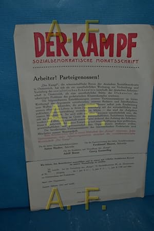 Seller image for Der Kampf. Sozialdemokratische Monatsschrift (Werbeblatt! mit Bestellschein) for sale by Antiquarische Fundgrube e.U.
