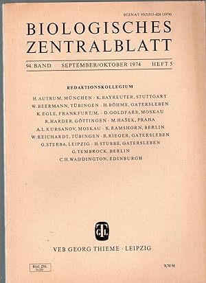 Biologisches Zentralblatt, 94. Band (1974), Heft 5, September-Oktober