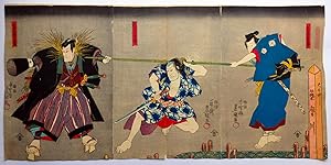 Utagawa Kunisada. Original Japanese Triptych Woodblock Print by Toyokuni 3rd. 1850c Edo Period. T...