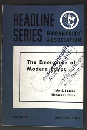 Imagen del vendedor de The Emergence of Modern Egypt; Headline Series No. 98; a la venta por books4less (Versandantiquariat Petra Gros GmbH & Co. KG)