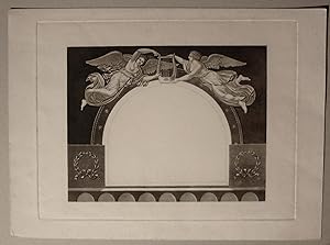 Bild des Verkufers fr Aquatinta: Zwei Engel halten eine Lyra ber einem Rundbogen, links und rechts unten je ein Loorbeerkanz. zum Verkauf von Biblion Antiquariat