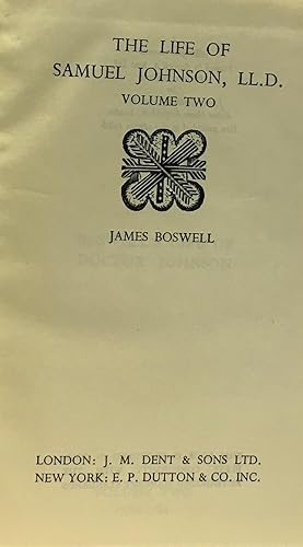 Bild des Verkufers fr The life of Samuel Johnson - volume Two zum Verkauf von crealivres