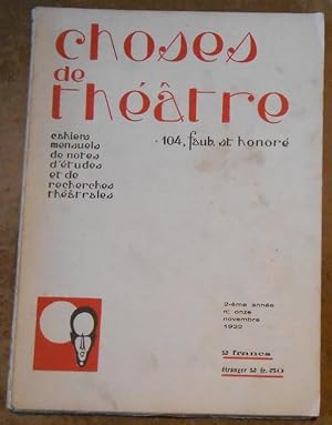 Choses de théâtre cahiers mensuels de notes d?études et de recherches théâtrales n°11