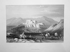 "Ghuznee" - Ghazni Ghuznee Afghanistan Ansicht view steel engraving