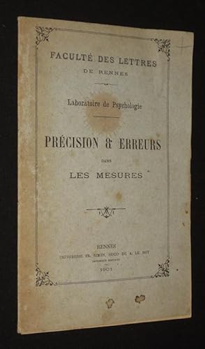 Image du vendeur pour Prcision et erreurs dans les mesures mis en vente par Abraxas-libris