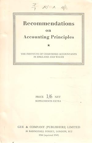 Bild des Verkufers fr Recommendations on Accounting Principles zum Verkauf von Snookerybooks