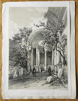 Gravure des Bains de Diane à Nîmes, Provence, XIXe