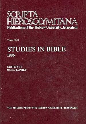 Seller image for Studies in Bible, 1986 [Scripta Hierosolymitana, v. 31.] for sale by Joseph Burridge Books