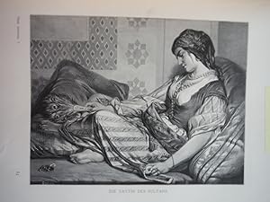 Die Gattin des Sultans by J. F. Portaels - Steel Engraving (1879)