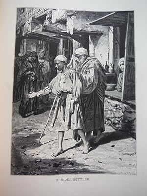 Bild des Verkufers fr Blinder Bettler by Leopold Carl Muller - Steel Engraving (1879) zum Verkauf von Imperial Books and Collectibles