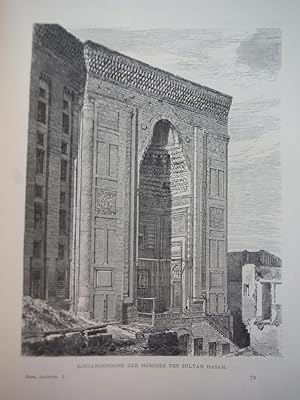 Eingangsnische der Moschee des Sultan Hasan by Bernhard Fiedler - Steel Engraving (1879)