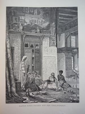 Harem Eines Hauses aus der Chalifenzeit by Adolf Seel - Steel Engraving (1879)