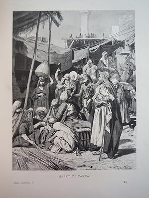 Bild des Verkufers fr Markt zu Tanta - Steel Engraving (1879) zum Verkauf von Imperial Books and Collectibles