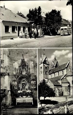 Bild des Verkufers fr Ansichtskarte / Postkarte Ungarn, dvzlet Lebenybl, Gasthaus, Bus, Kirche, Altar zum Verkauf von akpool GmbH
