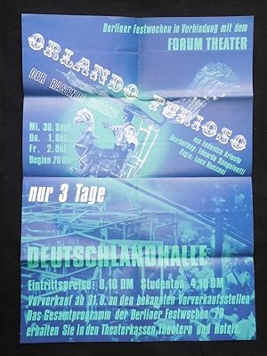 Programmplakat Deutschlandhalle Berlin 1970. ORLANDO FURIOSO - DER RASENDE ROLAND von Lodovico Ar...