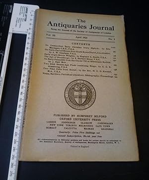 Antiquaries Journal Apr 1923 Vol III No 2 South Kyme Church Norfolk Dorset