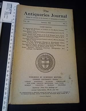 Antiquaries Journal Jan 1923 Vol III No 1 Radegund's Reliquary Stonehenge Wales