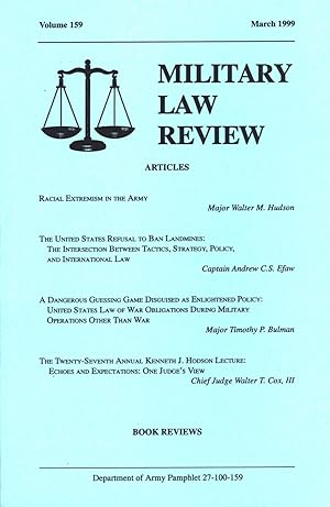 Bild des Verkufers fr Military Law Review Vol. 159 March 1999 zum Verkauf von Back of Beyond Books WH