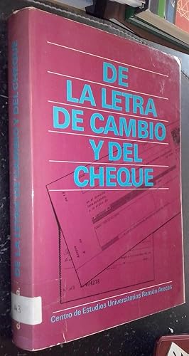 Image du vendeur pour De la letra de cambio y del cheque mis en vente par Librera La Candela