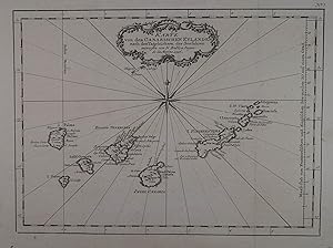 Karte von den Canarischen Eylanden. Kupferstich-Karte v. Jacques-Nicolas Bellin aus Provost "Allg...