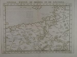 Tavola nuova di Prussia et di Livonia. Kupferstich-Karte aus Ptolemaeus - Ruscelli, "La geografia...