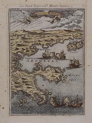 Il. de Tasso et Montesanto. die Insel Tasso und Monte Sante. Kolorierte Kupferstich-Karte v. A. M...