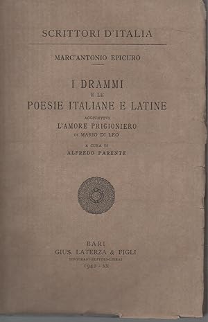 I drammi e le poesie Italiane e latine aggiuntovi l'amore prigionieri di mario di leo