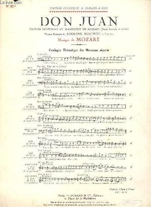 Bild des Verkufers fr Don Juan - Edition conforme au manuscrit de Mozart - Partition nD & F 12278 - Partition n22 B - Chant et piano zum Verkauf von Le-Livre