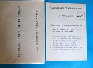 PAPELETA ELECCIONES GENERALES 1977. DIPUTADOS. CON SOBRE. UDC. PROVINCIA DE TARRAGONA. (Coleccion...