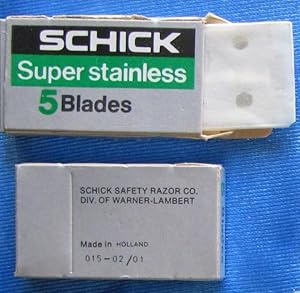 ESTUCHE CON 5 CUCHILLAS HOJAS DE AFEITAR SCHICK SUPER STAINLESS, 5 BLADES, SIN USAR (Antigüedades...