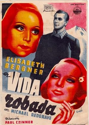 UNA VIDA ROBADA. ELISABETH BERGNER, MICHAEL REDGRAVE. PAUL CZINNER. CINE NUEVO, 1947 (Cine/Follet...