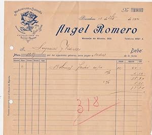 FACTURA. ÁNGEL ROMERO. MANUFACTURAS DE ALGODONES. BARCELONA, 1920 (Coleccionismo Papel/Documentos...
